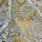 1 Yard Silver Corded Bridal Lace Fabric Embroidered on Polyester Net Mesh Floral Design 52 Inch Width